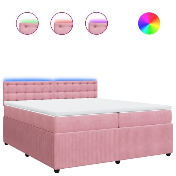 Ramsäng med madrass rosa 200x200 cm sammet