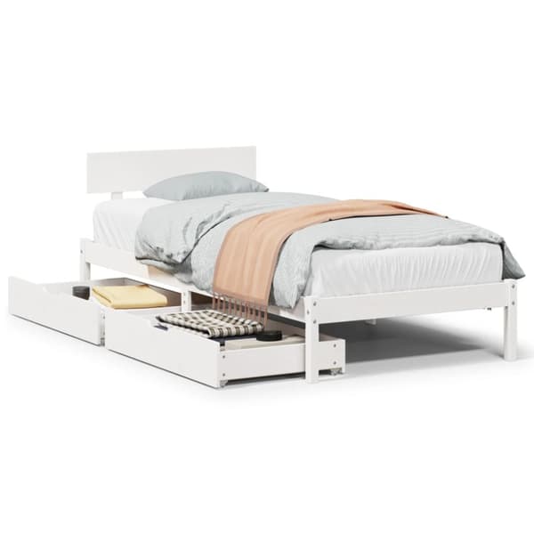Sängram utan madrass vit 90x190 cm massiv furu