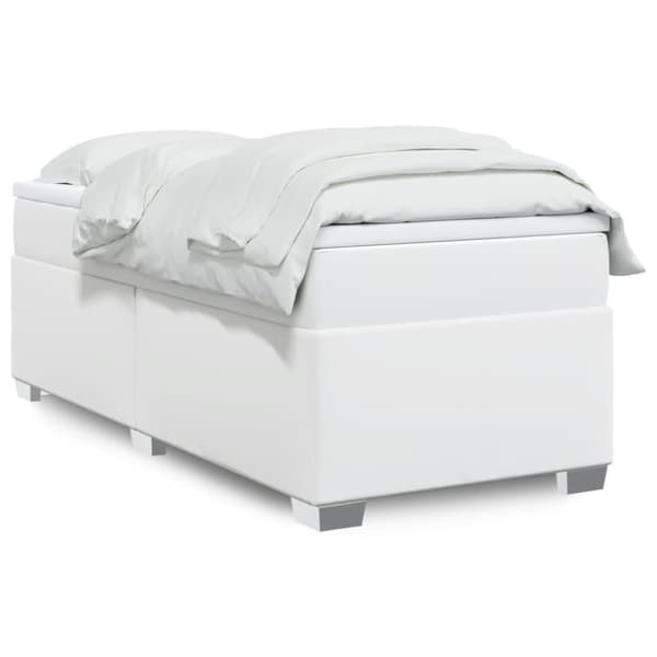 Ramsäng med madrass vit 80x200 cm konstläder