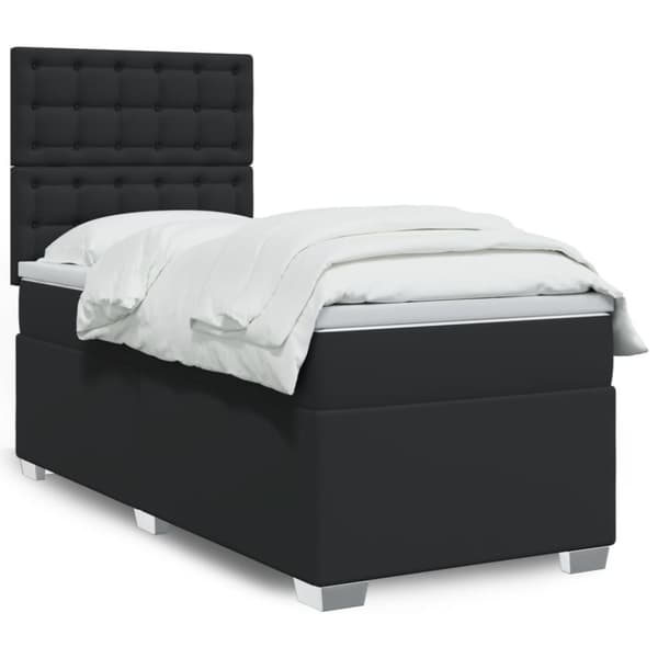 Ramsäng med madrass svart 80x200 cm konstläder