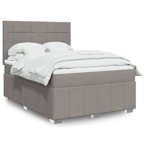 Ramsäng med madrass taupe 140x190 cm tyg