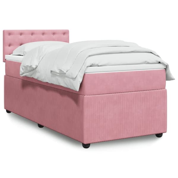 Ramsäng med madrass rosa 80x200 cm sammet