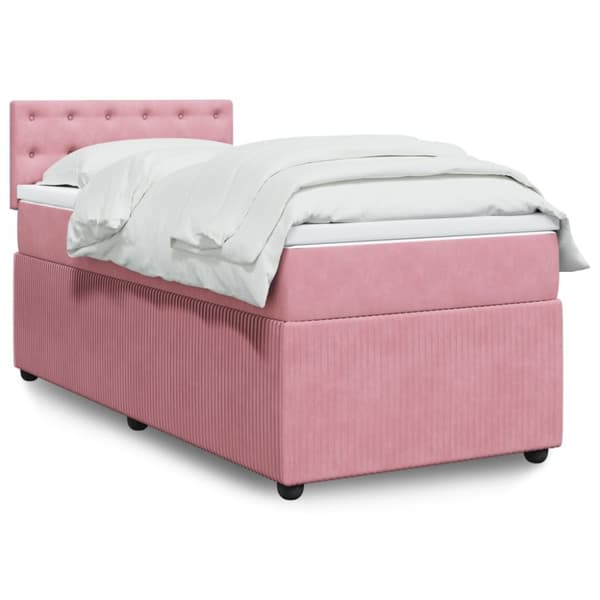 Ramsäng med madrass rosa 100x200 cm sammet