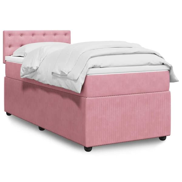 Ramsäng med madrass rosa 100x200 cm sammet