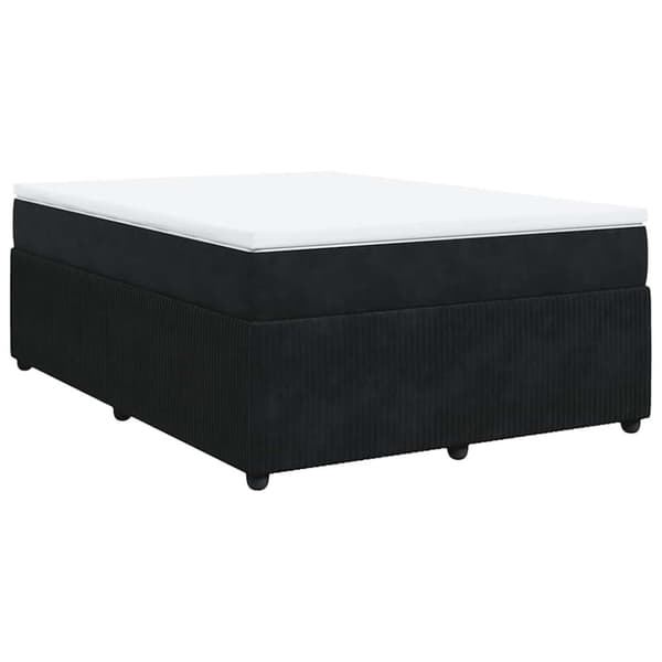 Ramsäng med madrass svart 140x190 cm sammet