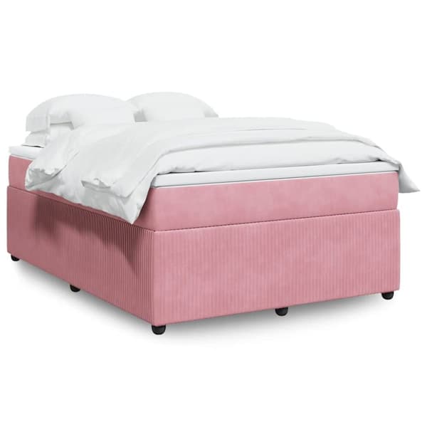 Ramsäng med madrass rosa 140x200 cm sammet