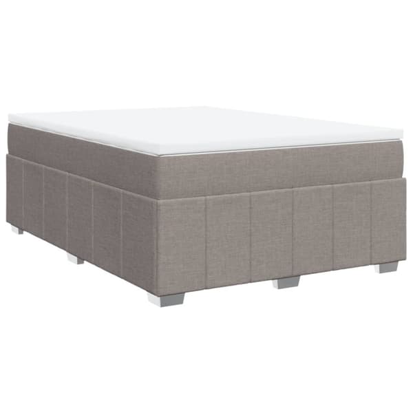 Ramsäng med madrass taupe 140x190 cm tyg