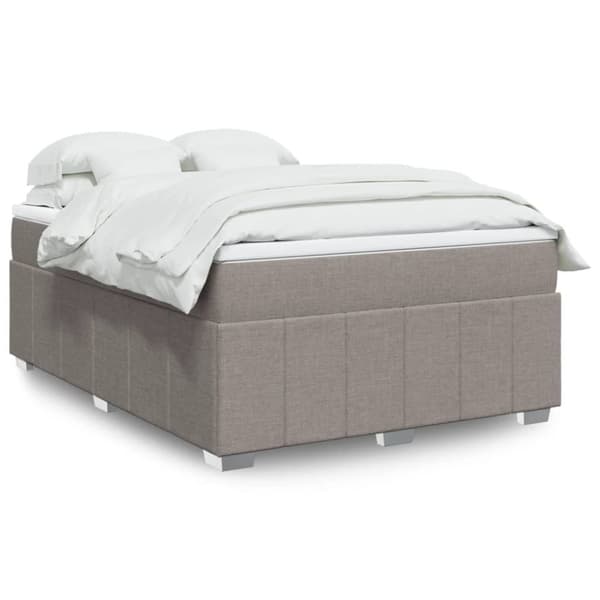 Ramsäng med madrass taupe 140x190 cm tyg