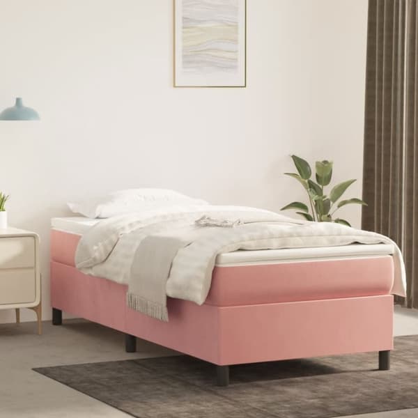 Sängram rosa 90x190 cm sammet