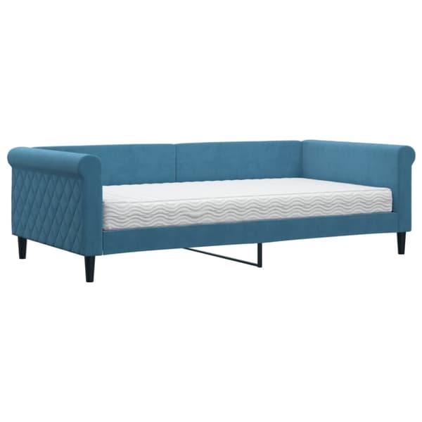 Dagbädd med madrass blå 100x200 cm sammet
