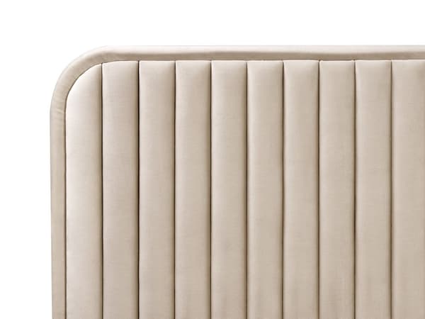 Seng Taupe Velour 140 x 200 cm Moderne Trekvart Seng Høj Sengegavl Halvandenmandsseng Minimalistisk Design Velourseng