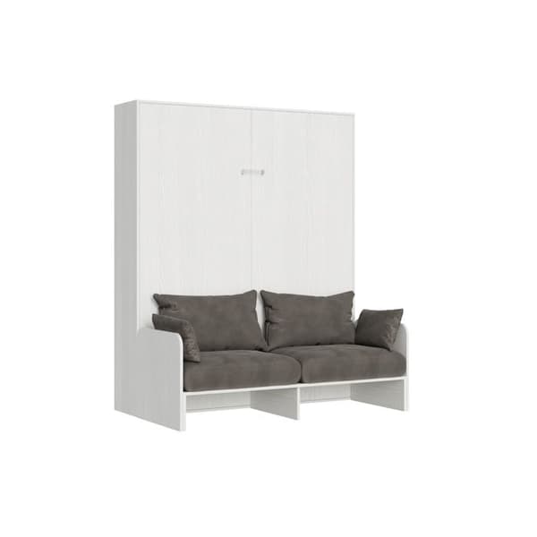Vertikal hopfällbar säng 160 - Itamoby - Kentaro - White Ash - Integrerad soffa - 2 platser