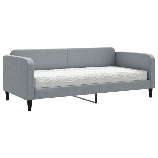Dagbädd med madrass ljusgrå 90x200 cm tyg