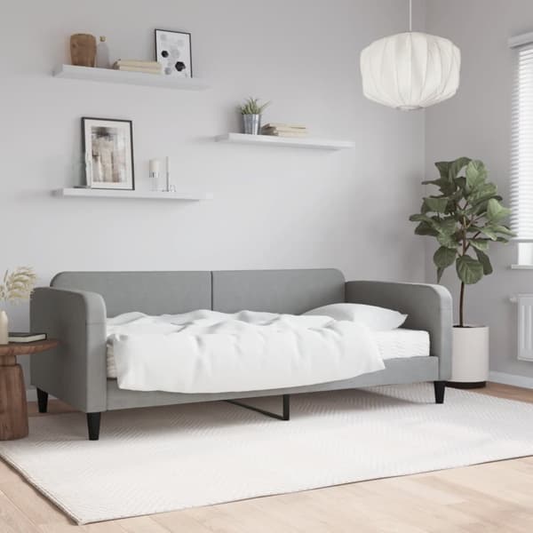 Dagbädd med madrass ljusgrå 90x200 cm tyg