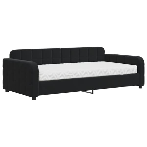 Dagbädd med madrass svart 100x200 cm sammet