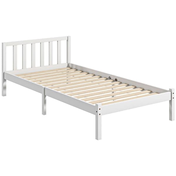 Rootz enkelsängstomme - Pineträsäng - Naturträstomme - Förvaringsutrymme - 208cm x 96cm x 70cm - Vit ram - Madrass ingår inte