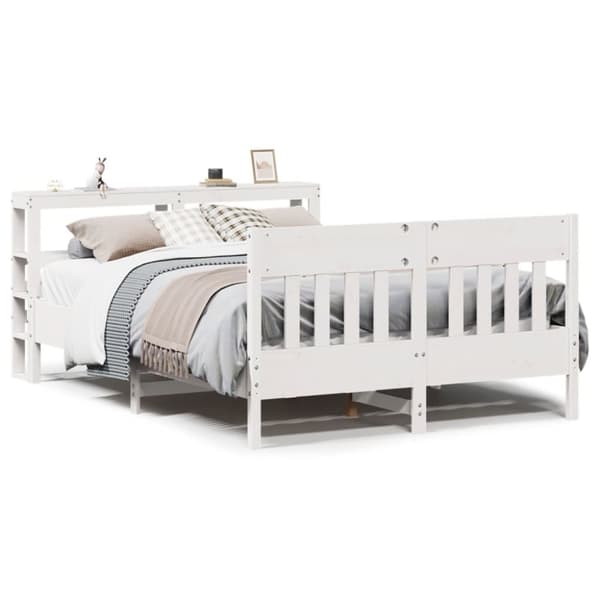 Sängram utan madrass vit 140x190 cm massiv furu