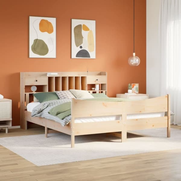 Sängram utan madrass 200x200 cm massiv furu