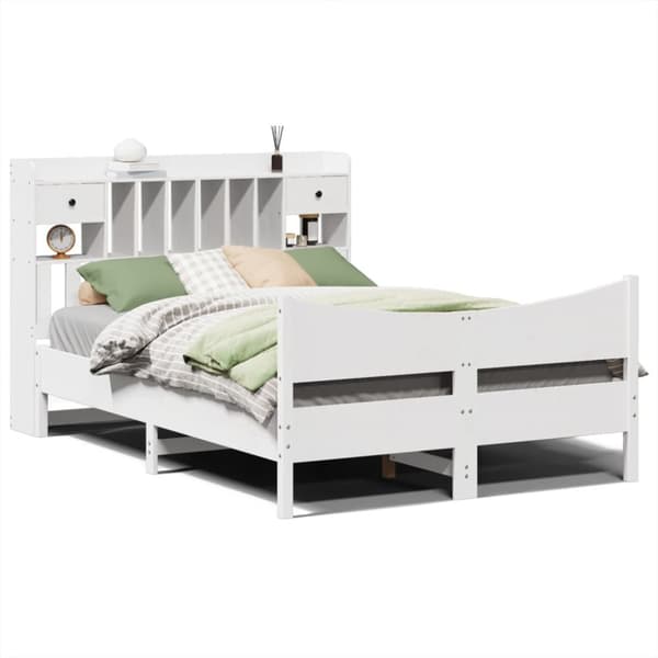 Sängram utan madrass vit 140x190 cm massiv furu