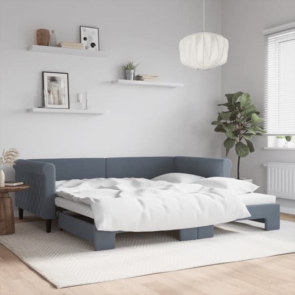 Dagbädd utdragbar mörkgrå 100x200 cm sammet