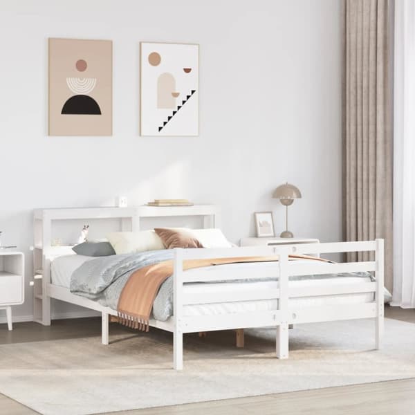 Sängram med huvudgavel utan madrass vit 140x200 cm
