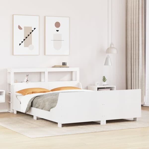 Sängram utan madrass vit 160x200 cm massiv furu