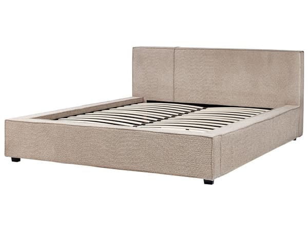 Seng med ramme taupe polstret boucle 160 x 200 cm moderne dobbelt til soveværelse