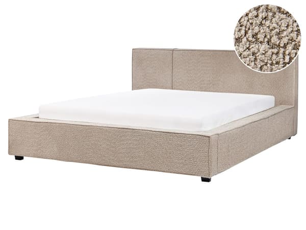 Seng med ramme taupe polstret boucle 160 x 200 cm moderne dobbelt til soveværelse
