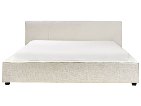Sängram Off-White Boucle Klädsel 180 x 200 cm Lamellbotten Sovrum Modern Minimalistisk