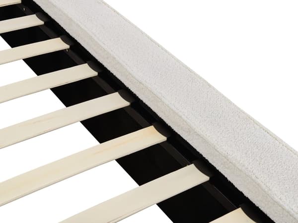 Sängram Off-White Boucle Klädsel 180 x 200 cm Lamellbotten Sovrum Modern Minimalistisk