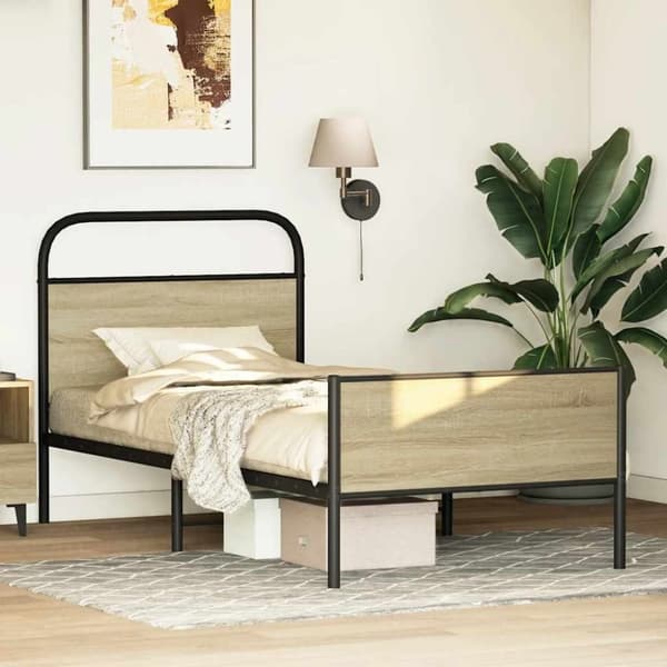 vidaXL Sängram utan madrass sonoma-ek 75x190 cm konstruerad trä