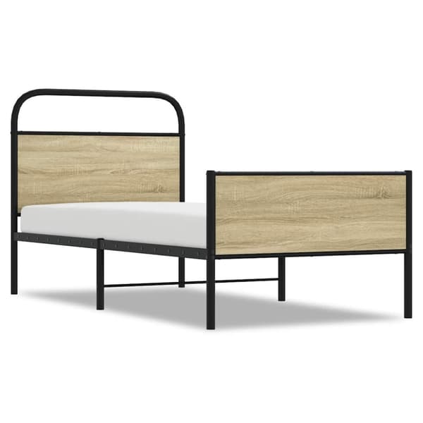 vidaXL Sängram utan madrass sonoma-ek 75x190 cm konstruerad trä