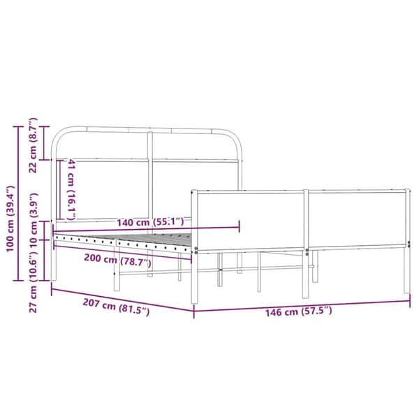 vidaXL Sengeramme uten madrass sonoma eik 140x200 cm konstruert tre