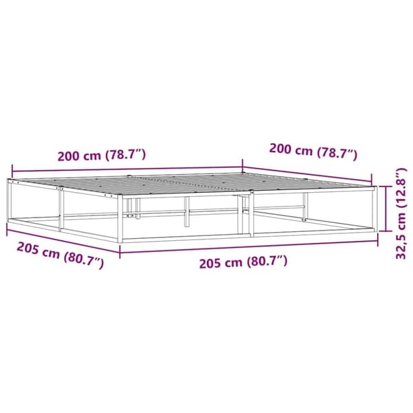 vidaXL Sengeramme uten madrass hvit 200x200 cm