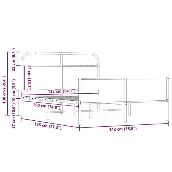 vidaXL Sengeramme uten madrass sonoma eik 135x190 cm konstruert tre
