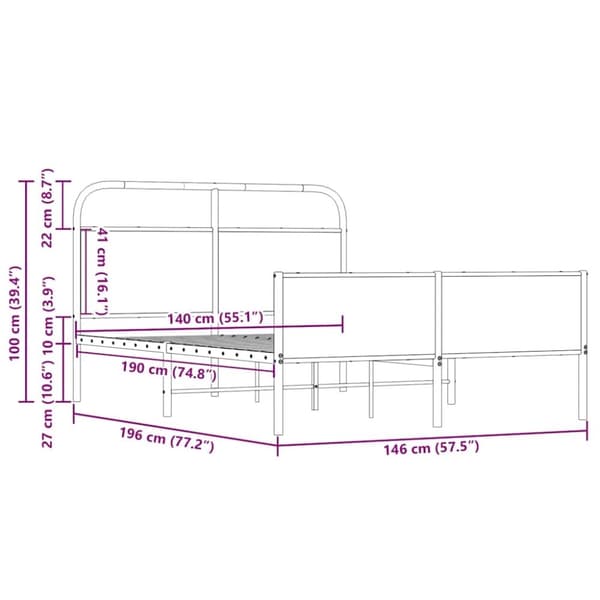 vidaXL Sengeramme uten madrass sonoma eik 140x190 cm konstruert tre
