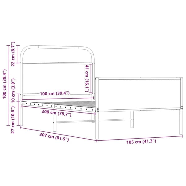 vidaXL Sengeramme uten madrass sonoma eik 100x200 cm konstruert tre