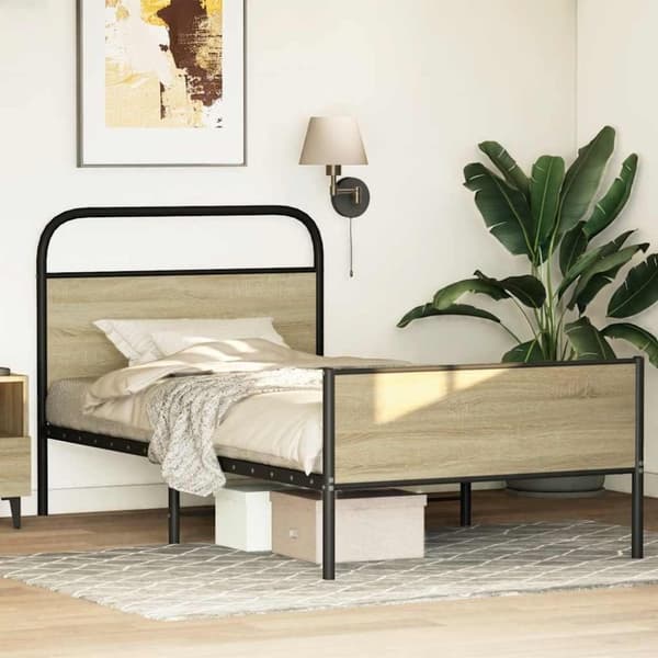 vidaXL Sengeramme uten madrass sonoma eik 90x200 cm konstruert tre