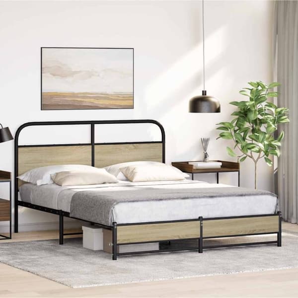 vidaXL sengeramme 150x200 cm uden madras konstrueret træ sonoma-eg