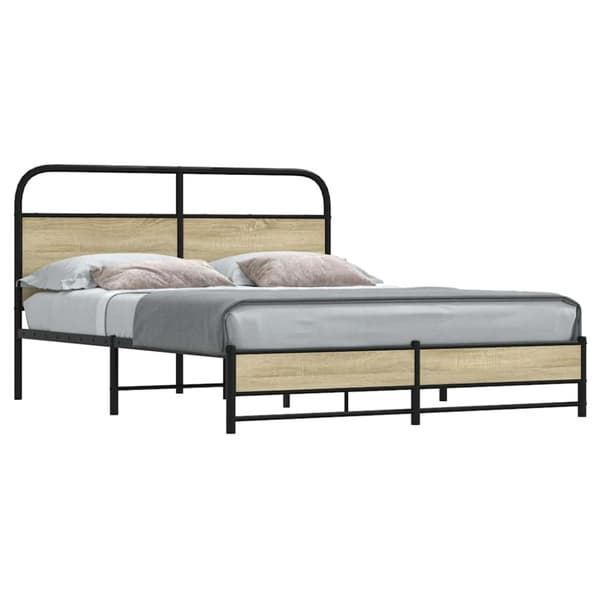 vidaXL sengeramme 150x200 cm uden madras konstrueret træ sonoma-eg