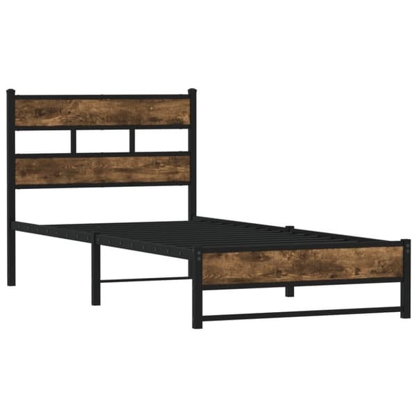 vidaXL sengeramme uden madras 90x190 cm metal røget egetræsfarve