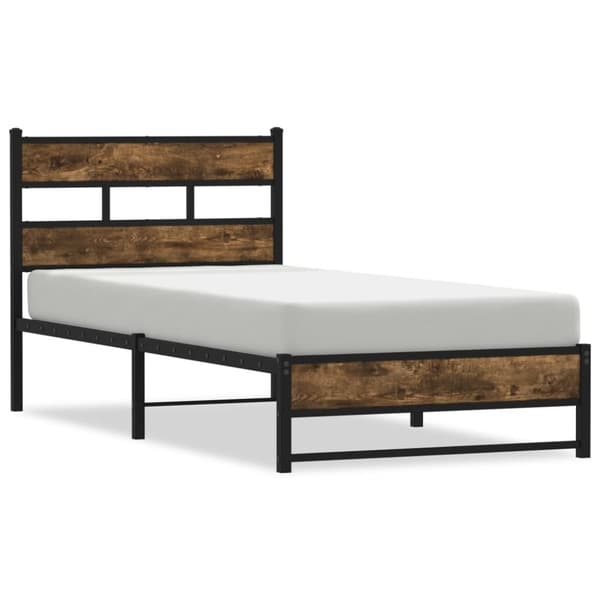 vidaXL sengeramme uden madras 90x190 cm metal røget egetræsfarve