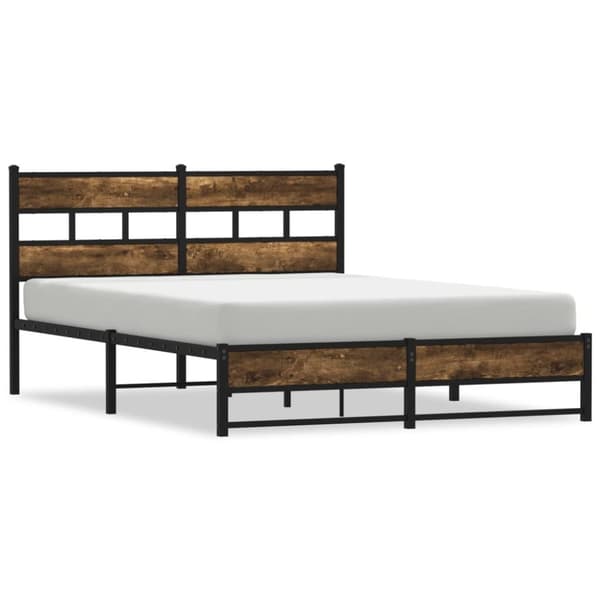 vidaXL sengeramme uden madras 140x190 cm metal røget egetræsfarve