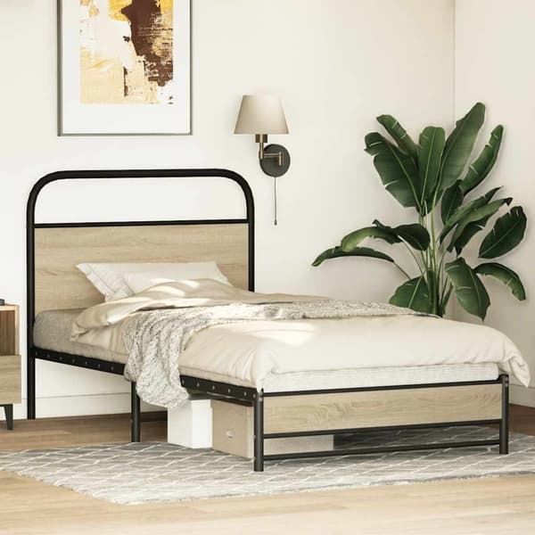 vidaXL sengeramme 90x190 cm uden madras konstrueret træ sonoma-eg
