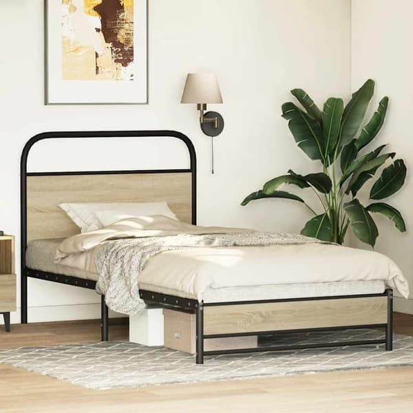 vidaXL sengeramme 90x200 cm uden madras konstrueret træ sonoma-eg