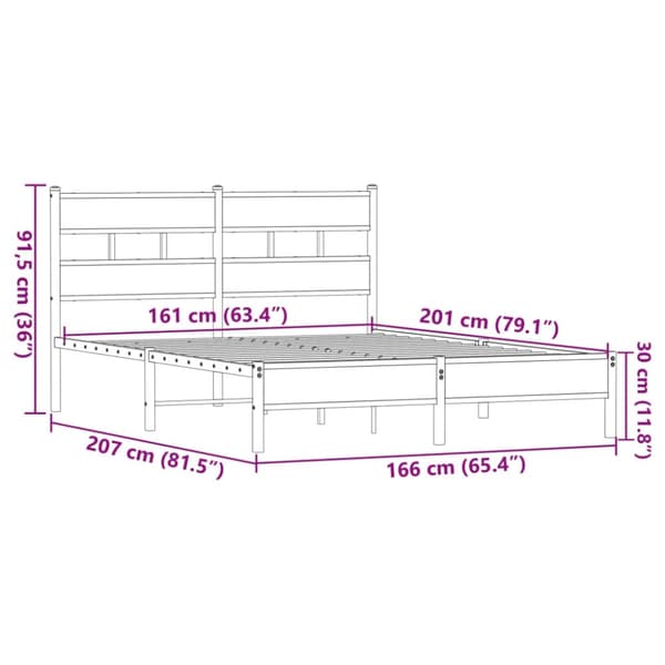 vidaXL sengeramme 160x200 cm uden madras konstrueret træ brunt eg
