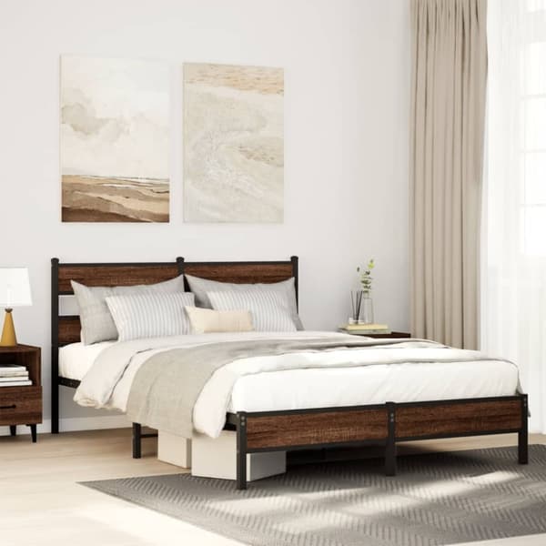 vidaXL sengeramme 160x200 cm uden madras konstrueret træ brunt eg