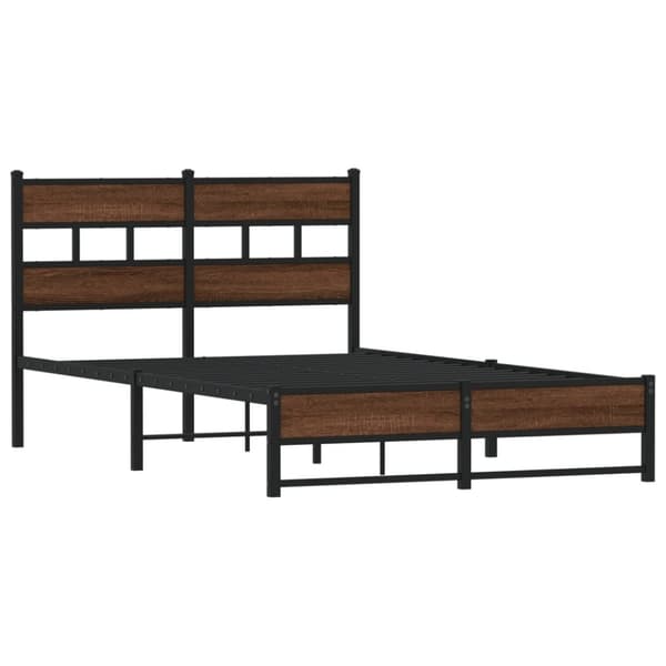 vidaXL Metallinen sängynrunko ilman patjaa ruskea tammi 120x190 cm