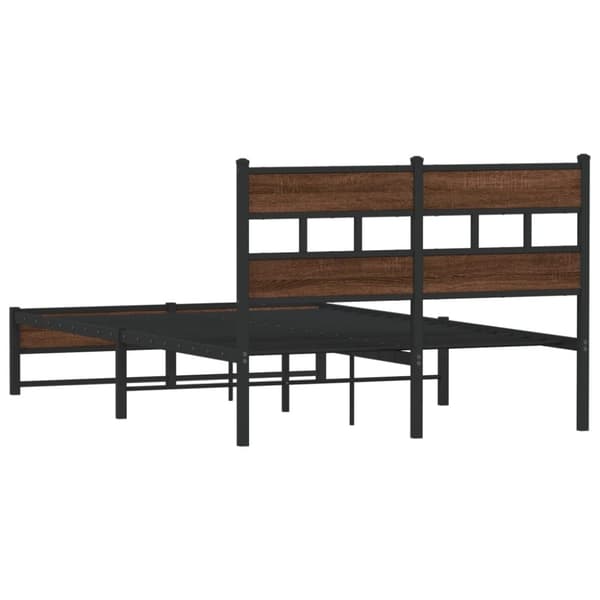 vidaXL Metallinen sängynrunko ilman patjaa ruskea tammi 120x190 cm