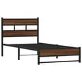Miniatyrbillede 4 af 10: vidaXL sengeramme 107x203 cm uden madras metal brun egetræsfarve